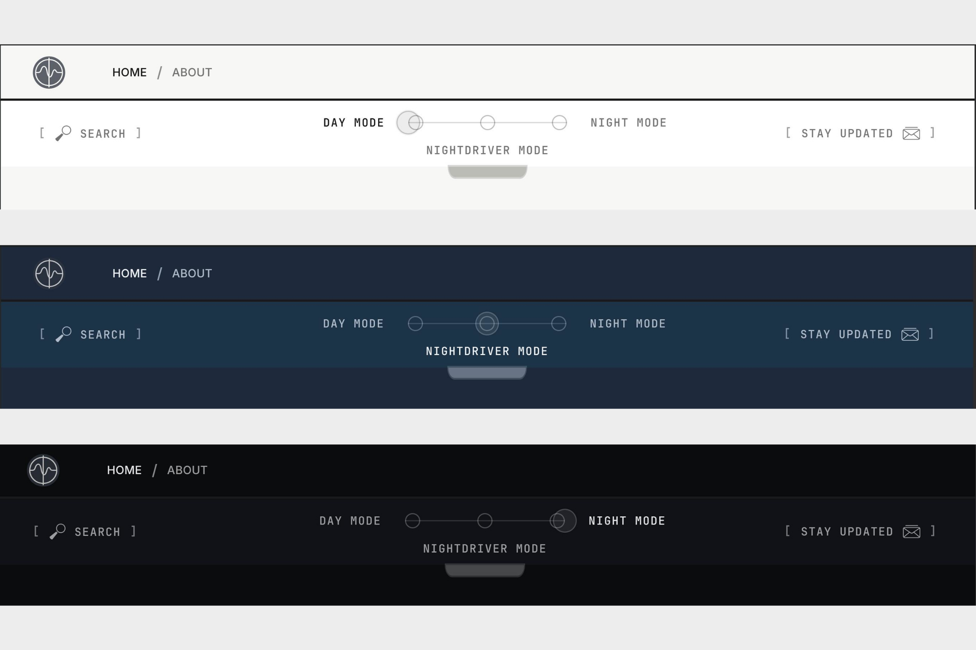 The three display modes: Day, Nightdriver (customizable), and Night. Screenshot: Jay J. Reszka